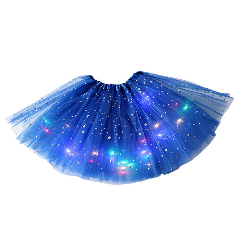 🎁 50% OFF NOW! ✨LED Light Up Sequin Tutu Skirt Star Mesh Princess Skirt for Girls and Adults