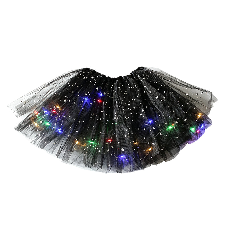🎁 50% OFF NOW! ✨LED Light Up Sequin Tutu Skirt Star Mesh Princess Skirt for Girls and Adults
