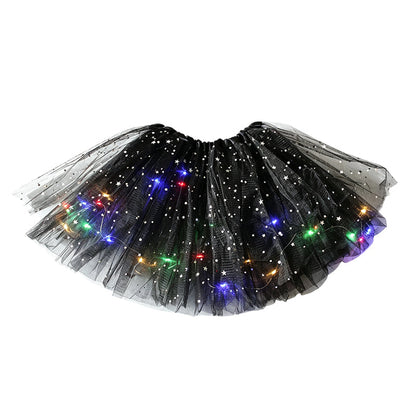 🎁 50% OFF NOW! ✨LED Light Up Sequin Tutu Skirt Star Mesh Princess Skirt for Girls and Adults