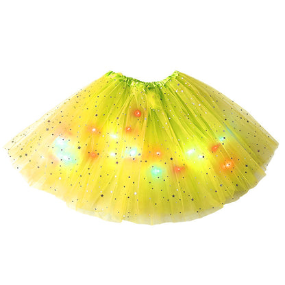 🎁 50% OFF NOW! ✨LED Light Up Sequin Tutu Skirt Star Mesh Princess Skirt for Girls and Adults