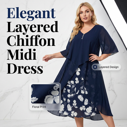 🌸  50% OFF NOW! 👗 Chiffon Dress with a 2-in-1 Look – Elegant layered style, airy fit & feminine appeal ✨