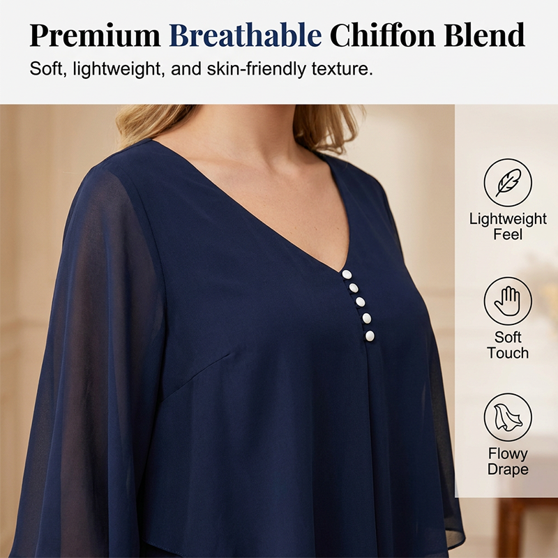 🌸  50% OFF NOW! 👗 Chiffon Dress with a 2-in-1 Look – Elegant layered style, airy fit & feminine appeal ✨