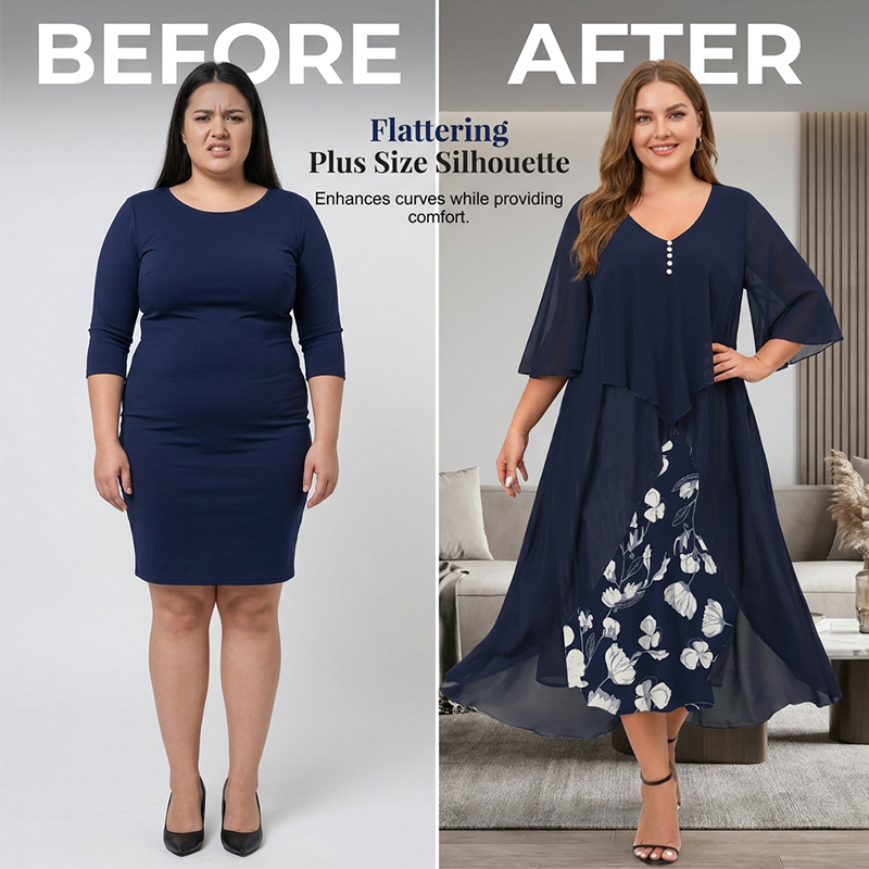 🌸  50% OFF NOW! 👗 Chiffon Dress with a 2-in-1 Look – Elegant layered style, airy fit & feminine appeal ✨