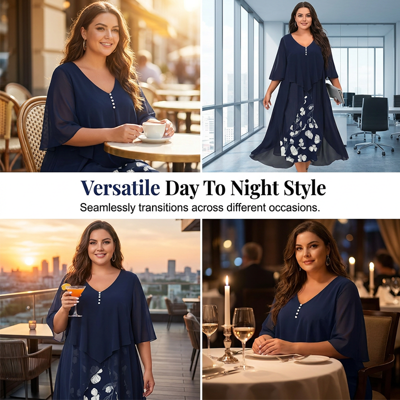 🌸  50% OFF NOW! 👗 Chiffon Dress with a 2-in-1 Look – Elegant layered style, airy fit & feminine appeal ✨