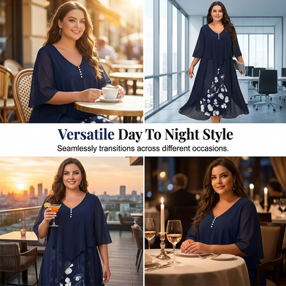 🌸  50% OFF NOW! 👗 Chiffon Dress with a 2-in-1 Look – Elegant layered style, airy fit & feminine appeal ✨