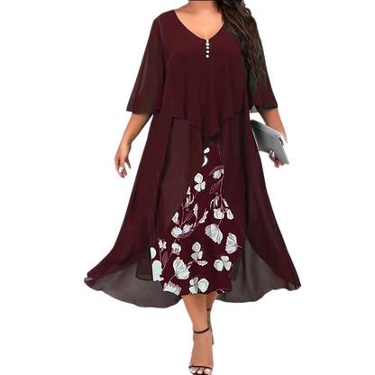 🌸  50% OFF NOW! 👗 Chiffon Dress with a 2-in-1 Look – Elegant layered style, airy fit & feminine appeal ✨
