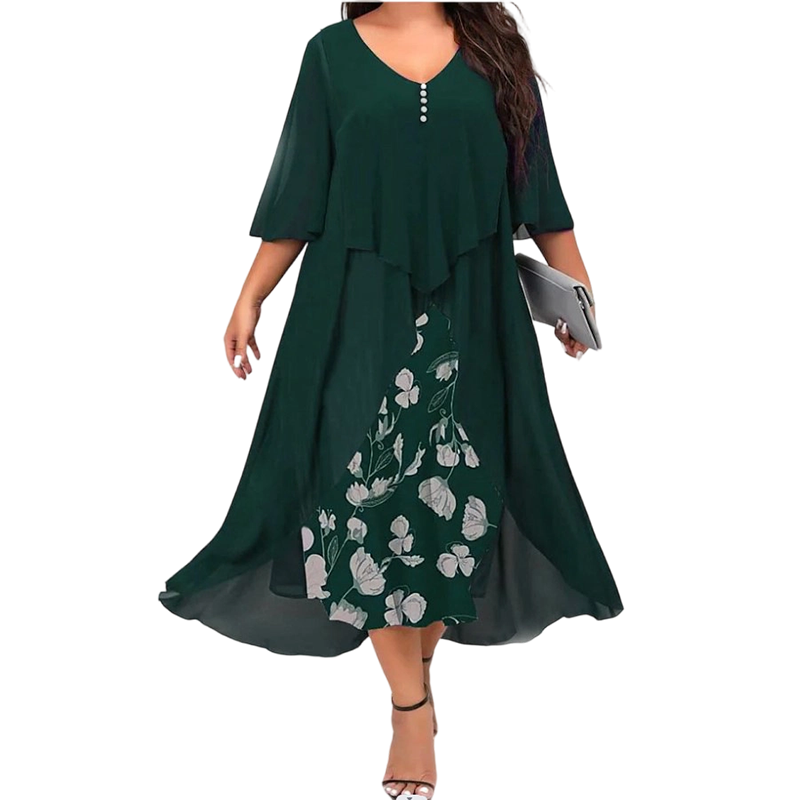 🌸  50% OFF NOW! 👗 Chiffon Dress with a 2-in-1 Look – Elegant layered style, airy fit & feminine appeal ✨