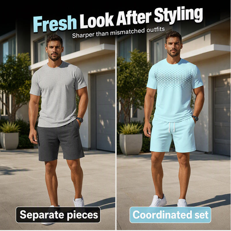 📢📢Hot Sale 50% OFF & FREE SHIPPING💖Men's Casual T-Shirt & Shorts 2-Piece Set