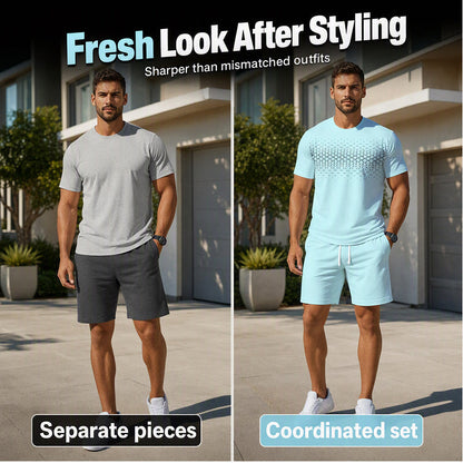 📢📢Hot Sale 50% OFF & FREE SHIPPING💖Men's Casual T-Shirt & Shorts 2-Piece Set