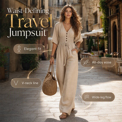 🌸Hot Sale 50% OFF & FREE SHIPPING💖Women's Waist-Defining V-Neck Jumpsuit