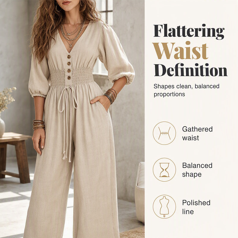 🌸Hot Sale 50% OFF & FREE SHIPPING💖Women's Waist-Defining V-Neck Jumpsuit