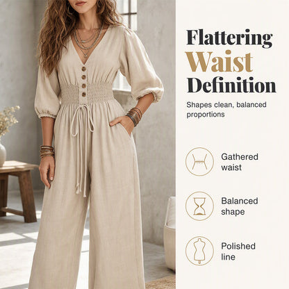 🌸Hot Sale 50% OFF & FREE SHIPPING💖Women's Waist-Defining V-Neck Jumpsuit