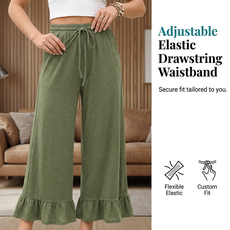🔥 2026 Fresh Drops | Flat 50% OFF Today! 💸Women's Casual Wide-Leg Pants with Ruffle Hem