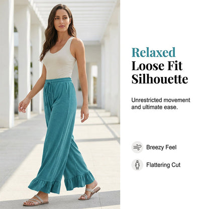 🔥 2026 Fresh Drops | Flat 50% OFF Today! 💸Women's Casual Wide-Leg Pants with Ruffle Hem