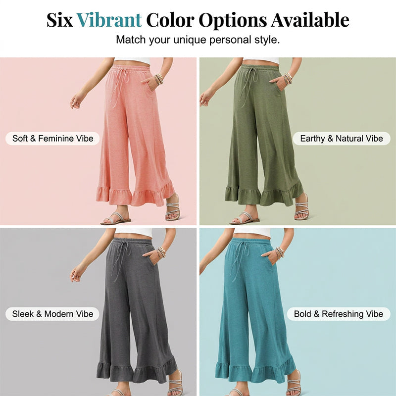 🔥 2026 Fresh Drops | Flat 50% OFF Today! 💸Women's Casual Wide-Leg Pants with Ruffle Hem