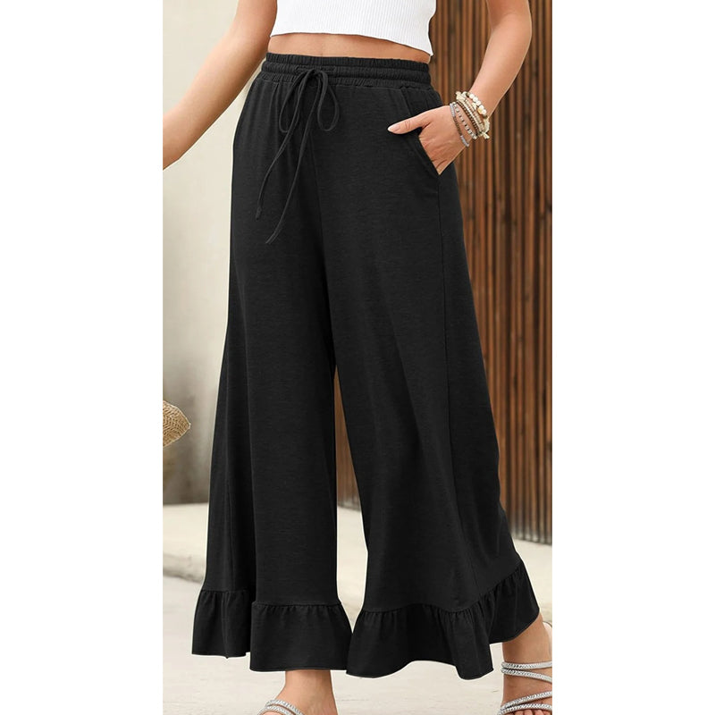 🔥 2026 Fresh Drops | Flat 50% OFF Today! 💸Women's Casual Wide-Leg Pants with Ruffle Hem