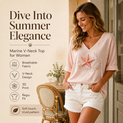 👖 LIMITED-TIME 50% OFF! ✨Women's V Neck Printed T-Shirt