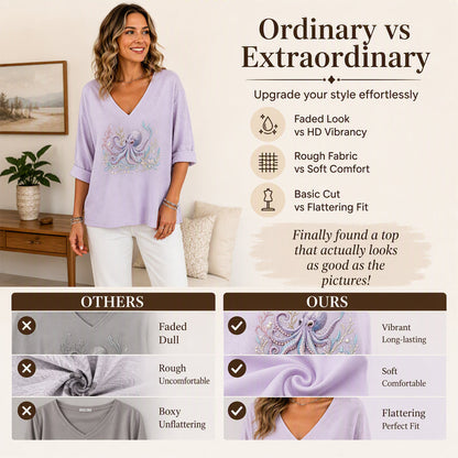 👖 LIMITED-TIME 50% OFF! ✨Women's V Neck Printed T-Shirt