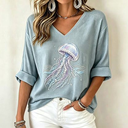 👖 LIMITED-TIME 50% OFF! ✨Women's V Neck Printed T-Shirt