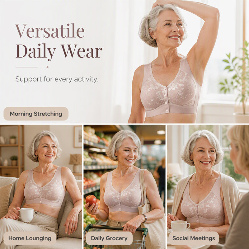 ⏰Last Day Sale 50% Off💃Front Closure Wire-Free Bra for Elderly Women Seamless Vest Style Plus Size
