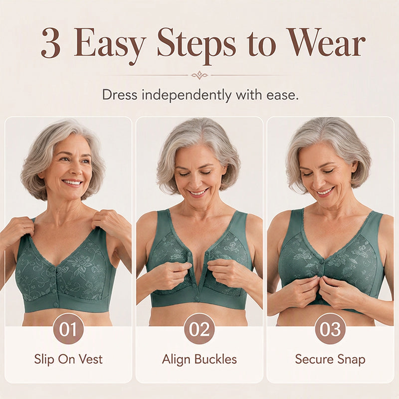 ⏰Last Day Sale 50% Off💃Front Closure Wire-Free Bra for Elderly Women Seamless Vest Style Plus Size