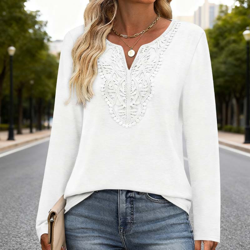 🌸Hot Sale 50% OFF!✨Women's Elegant Casual Top – Flattering V-Neck Long Sleeve Shirt for Women Who Love Comfort & Style