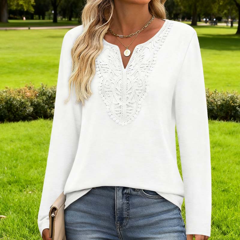 🌸Hot Sale 50% OFF!✨Women's Elegant Casual Top – Flattering V-Neck Long Sleeve Shirt for Women Who Love Comfort & Style