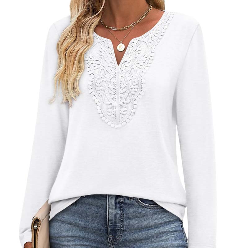 🌸Hot Sale 50% OFF!✨Women's Elegant Casual Top – Flattering V-Neck Long Sleeve Shirt for Women Who Love Comfort & Style