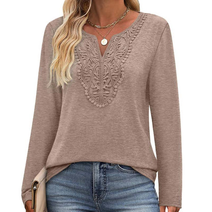 🌸Hot Sale 50% OFF!✨Women's Elegant Casual Top – Flattering V-Neck Long Sleeve Shirt for Women Who Love Comfort & Style