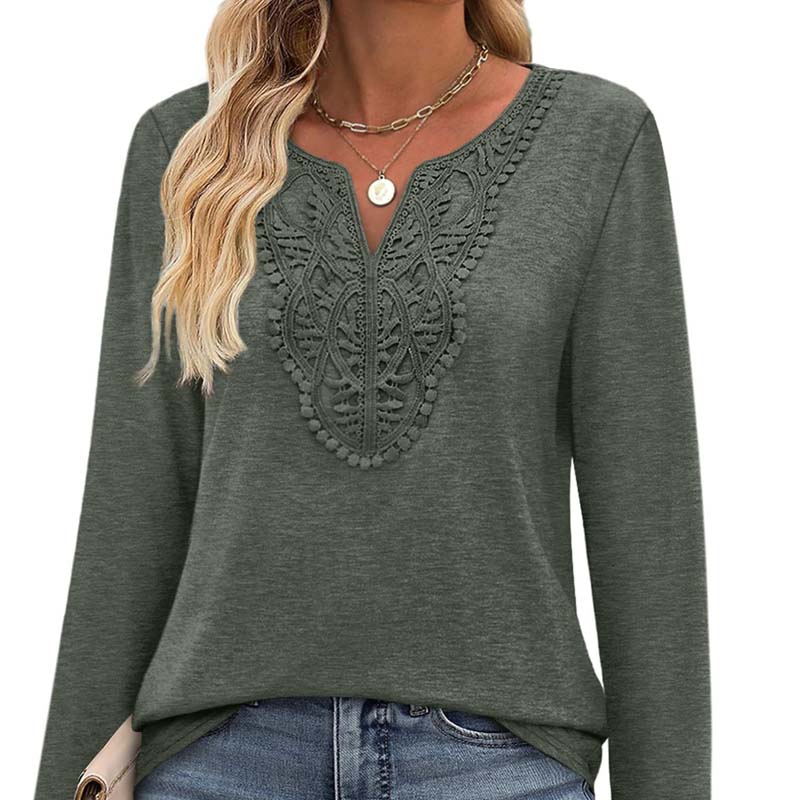 🌸Hot Sale 50% OFF!✨Women's Elegant Casual Top – Flattering V-Neck Long Sleeve Shirt for Women Who Love Comfort & Style