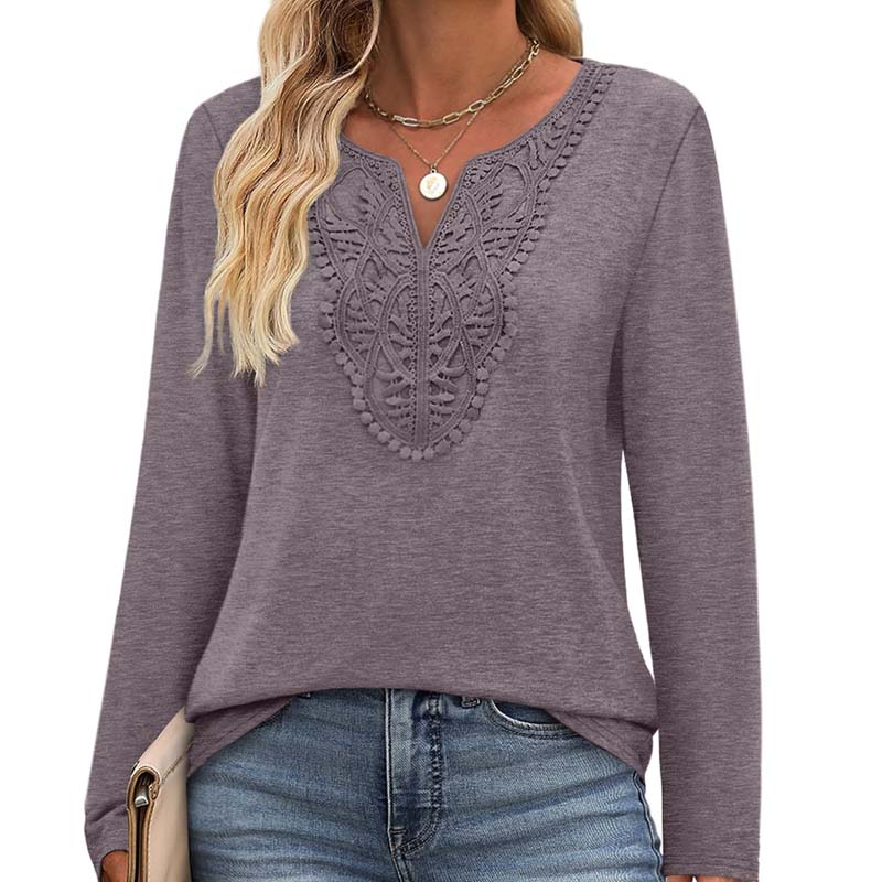 🌸Hot Sale 50% OFF!✨Women's Elegant Casual Top – Flattering V-Neck Long Sleeve Shirt for Women Who Love Comfort & Style