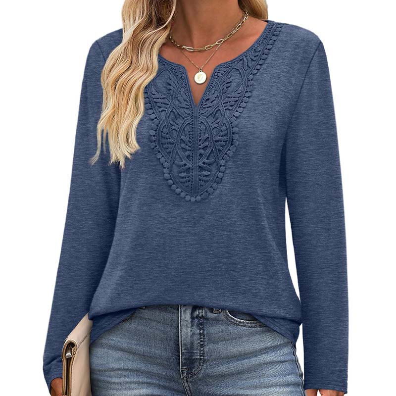 🌸Hot Sale 50% OFF!✨Women's Elegant Casual Top – Flattering V-Neck Long Sleeve Shirt for Women Who Love Comfort & Style