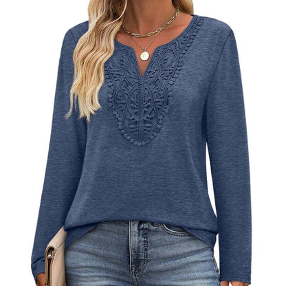 🌸Hot Sale 50% OFF!✨Women's Elegant Casual Top – Flattering V-Neck Long Sleeve Shirt for Women Who Love Comfort & Style