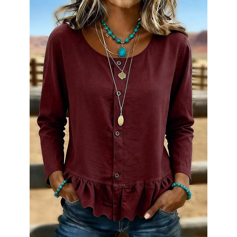 🔥 2026 Fresh Drops | Flat 50% OFF Today! 💸Women's Crew Neck Long Sleeve Top