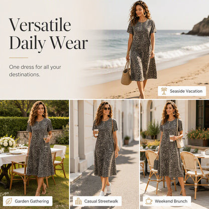 ⏰Last Day Sale 50% Off💃Women's Casual Leopard Print Dress