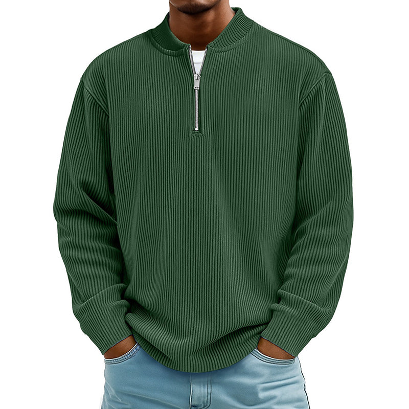✨New Arrival: Limited Time 50% Off!⏰️Men's Corduroy Quarter-Zip Pullover Sweatshirt Casual Stand Collar Long Sleeve Top