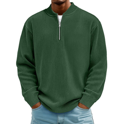 ✨New Arrival: Limited Time 50% Off!⏰️Men's Corduroy Quarter-Zip Pullover Sweatshirt Casual Stand Collar Long Sleeve Top