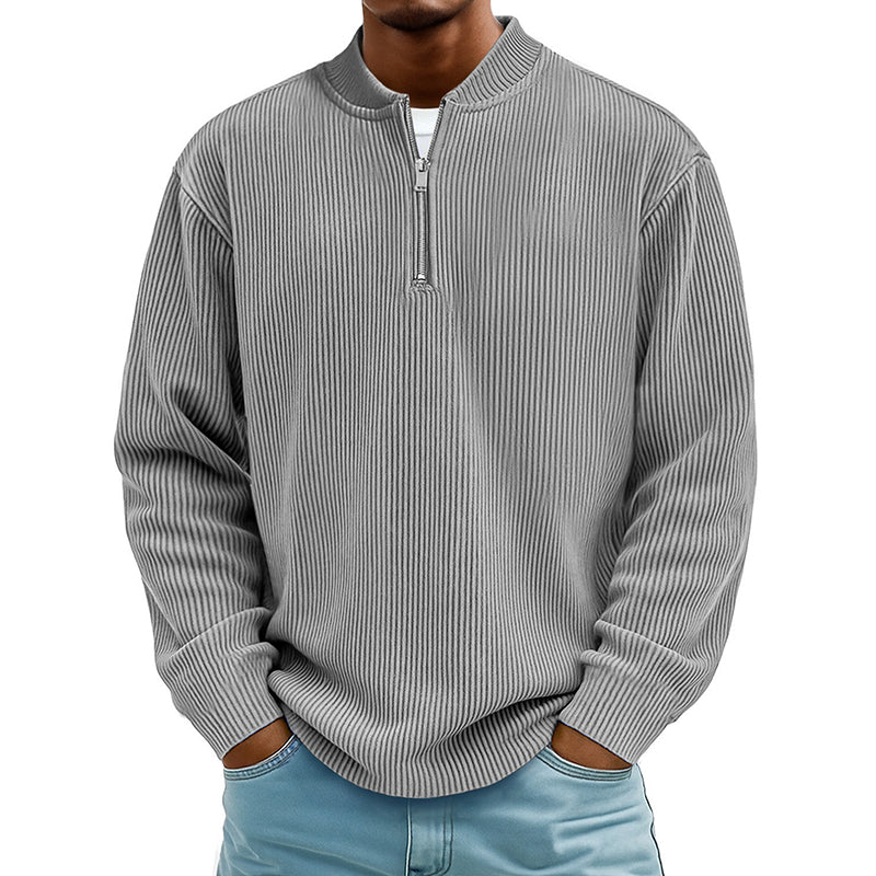 ✨New Arrival: Limited Time 50% Off!⏰️Men's Corduroy Quarter-Zip Pullover Sweatshirt Casual Stand Collar Long Sleeve Top
