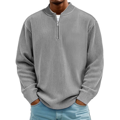 ✨New Arrival: Limited Time 50% Off!⏰️Men's Corduroy Quarter-Zip Pullover Sweatshirt Casual Stand Collar Long Sleeve Top