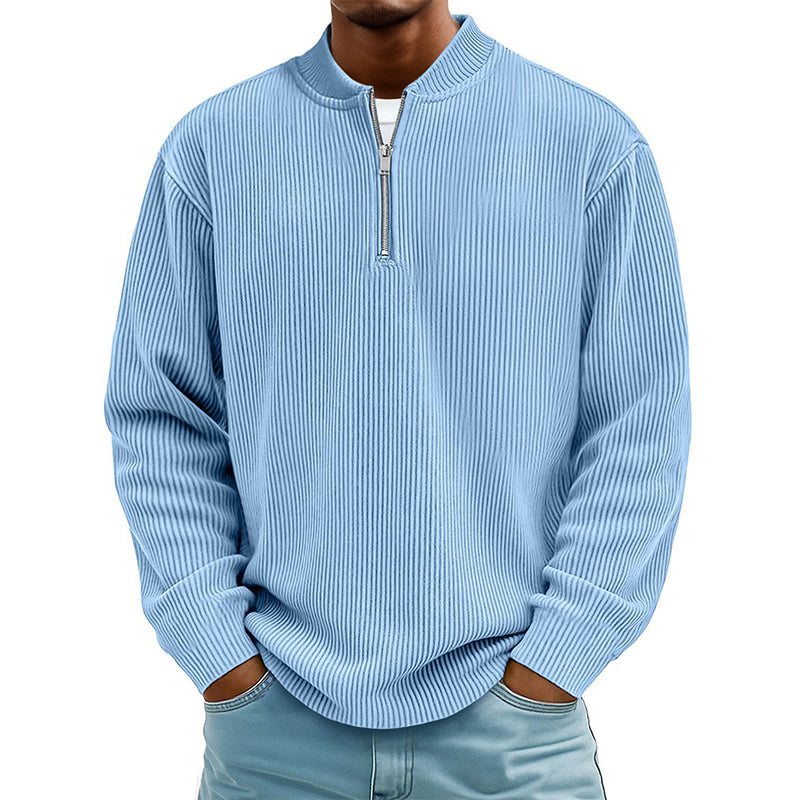 ✨New Arrival: Limited Time 50% Off!⏰️Men's Corduroy Quarter-Zip Pullover Sweatshirt Casual Stand Collar Long Sleeve Top