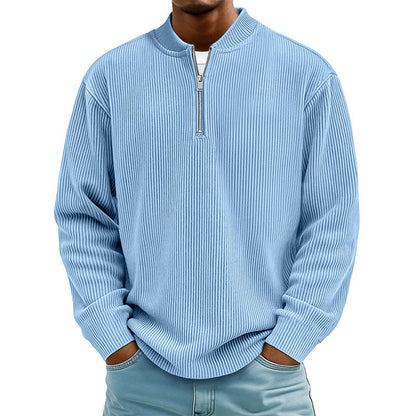 ✨New Arrival: Limited Time 50% Off!⏰️Men's Corduroy Quarter-Zip Pullover Sweatshirt Casual Stand Collar Long Sleeve Top