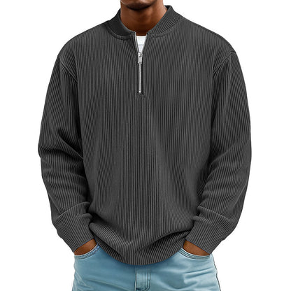 ✨New Arrival: Limited Time 50% Off!⏰️Men's Corduroy Quarter-Zip Pullover Sweatshirt Casual Stand Collar Long Sleeve Top