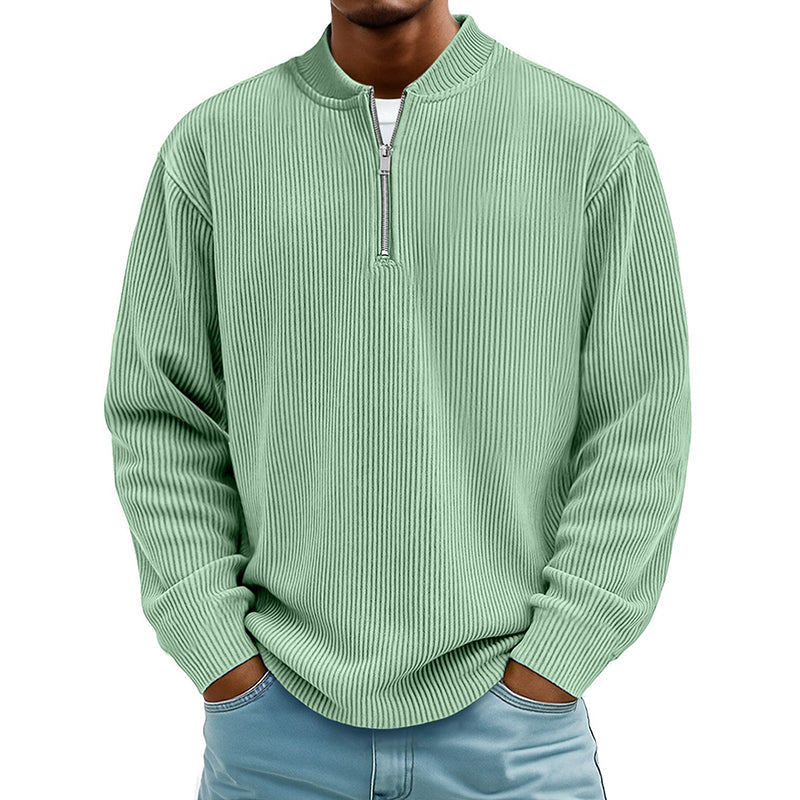 ✨New Arrival: Limited Time 50% Off!⏰️Men's Corduroy Quarter-Zip Pullover Sweatshirt Casual Stand Collar Long Sleeve Top