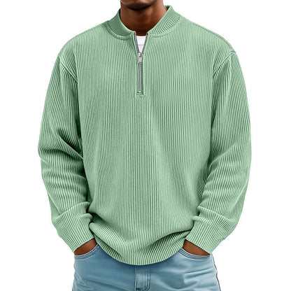 ✨New Arrival: Limited Time 50% Off!⏰️Men's Corduroy Quarter-Zip Pullover Sweatshirt Casual Stand Collar Long Sleeve Top
