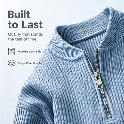 ✨New Arrival: Limited Time 50% Off!⏰️Men's Corduroy Quarter-Zip Pullover Sweatshirt Casual Stand Collar Long Sleeve Top