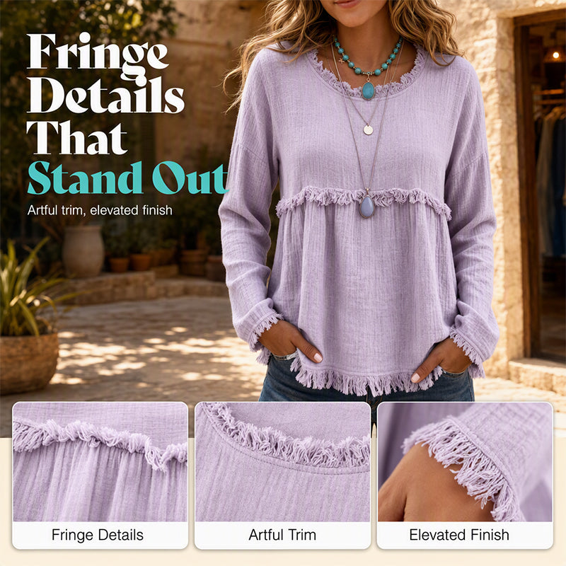 ⏰️ Limited-Time Discount👚 ✨Women's Vintage Fringe Tassel Casual Top – Boho Charm Meets Everyday Comfort
