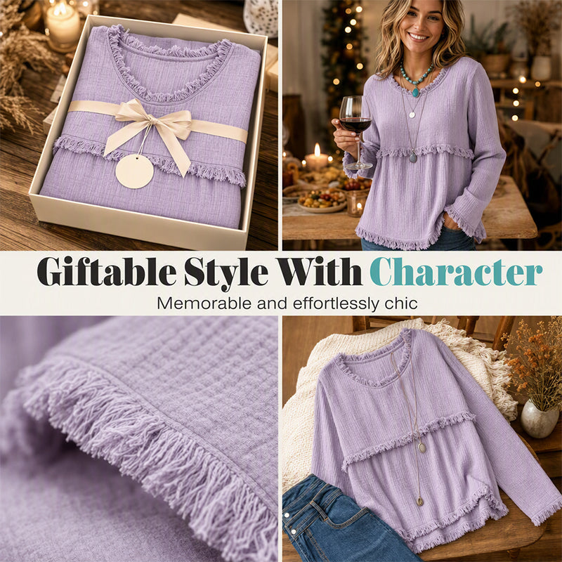 ⏰️ Limited-Time Discount👚 ✨Women's Vintage Fringe Tassel Casual Top – Boho Charm Meets Everyday Comfort