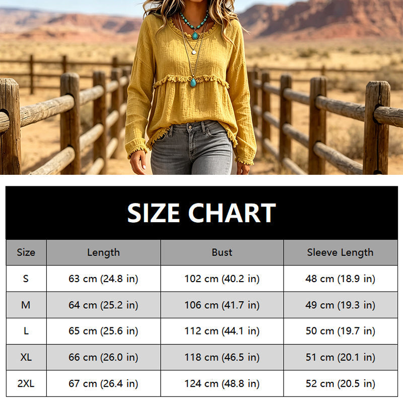 🥳2026 HOT SALE 50% Off🥳💞50K+ SOLD!👚 ✨Women's Vintage Fringe Tassel Casual Top – Boho Charm Meets Everyday Comfort