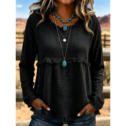 🥳2026 HOT SALE 50% Off🥳💞50K+ SOLD!👚 ✨Women's Vintage Fringe Tassel Casual Top – Boho Charm Meets Everyday Comfort