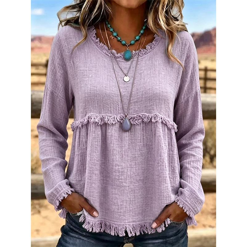 🥳2026 HOT SALE 50% Off🥳💞50K+ SOLD!👚 ✨Women's Vintage Fringe Tassel Casual Top – Boho Charm Meets Everyday Comfort